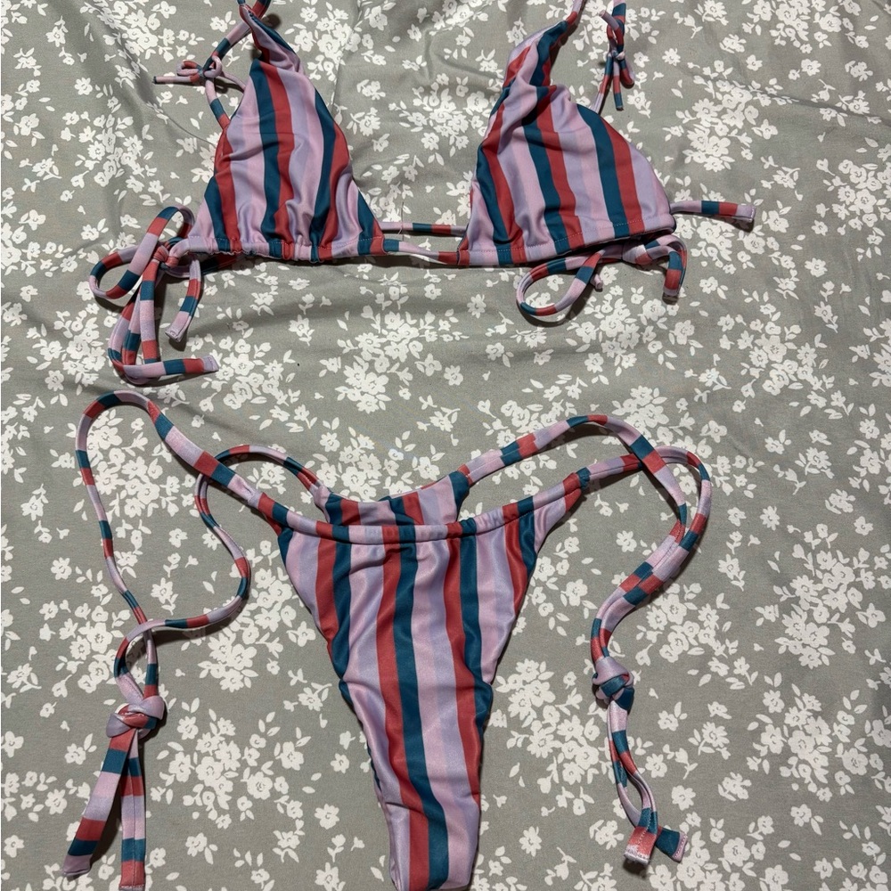 “Out of the Blue swimwear” Striped Bikini Set